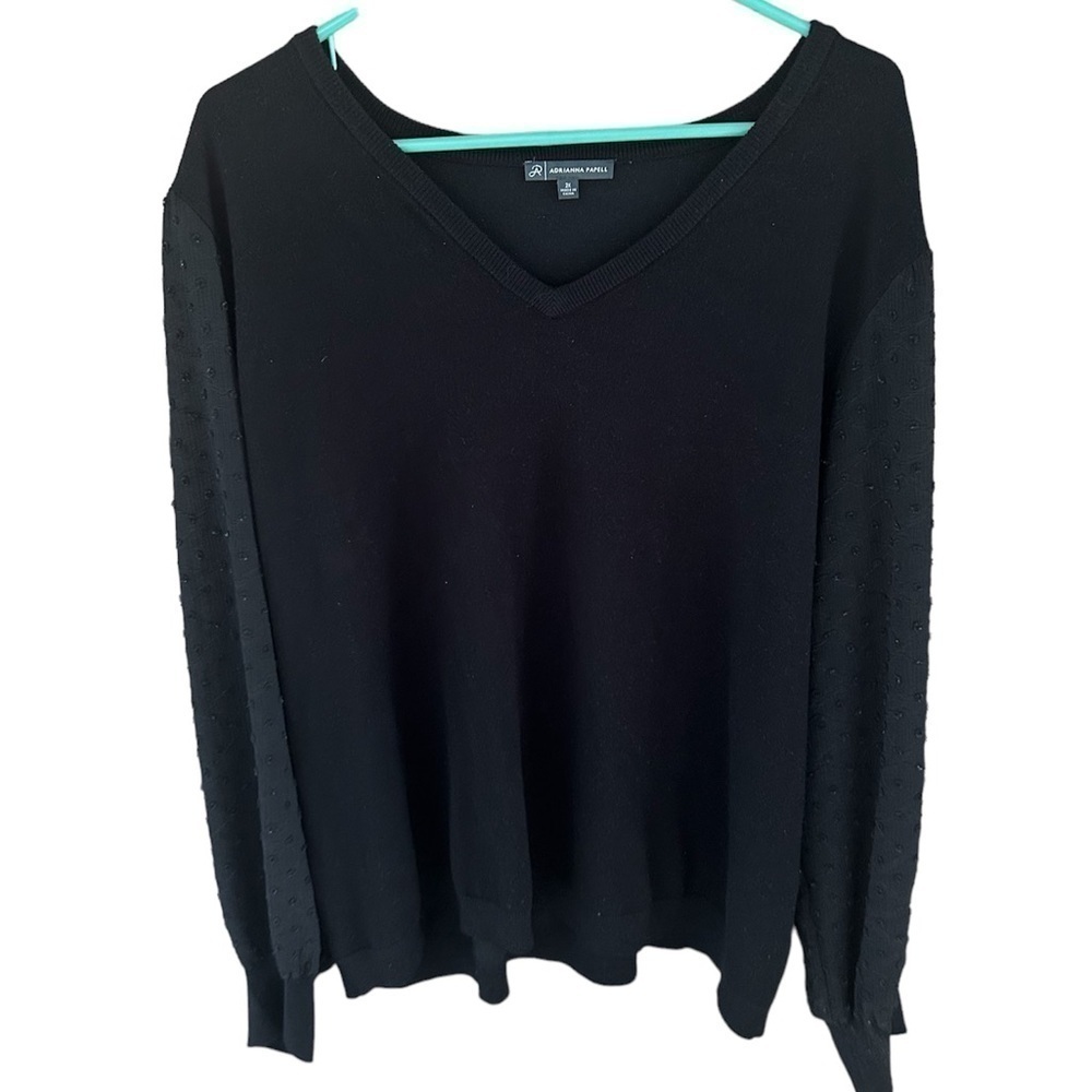 Adrianna Papell Black Lace Sweatshirt Women's Size 2X